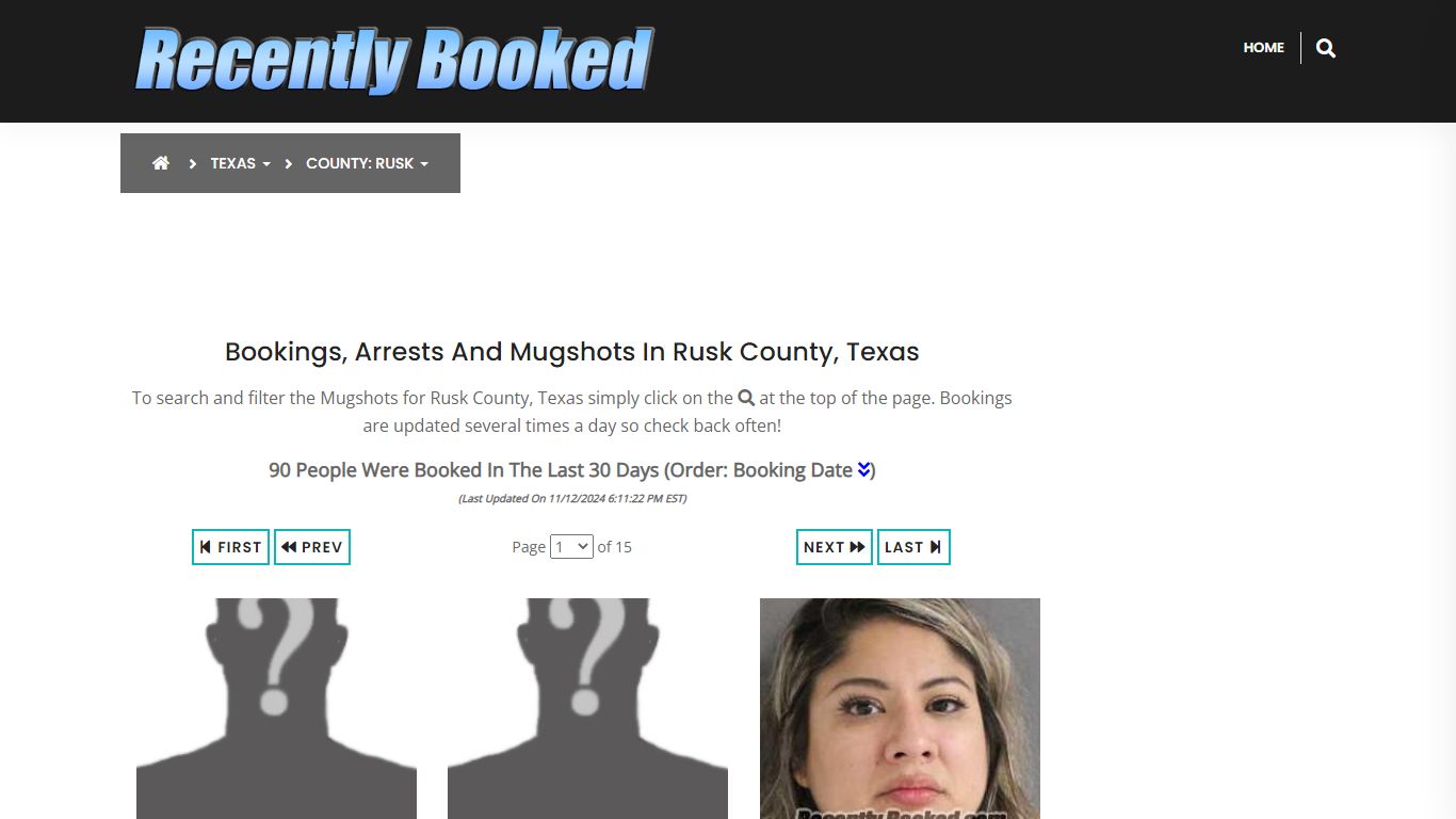 Bookings, Arrests and Mugshots in Rusk County, Texas - Recently Booked