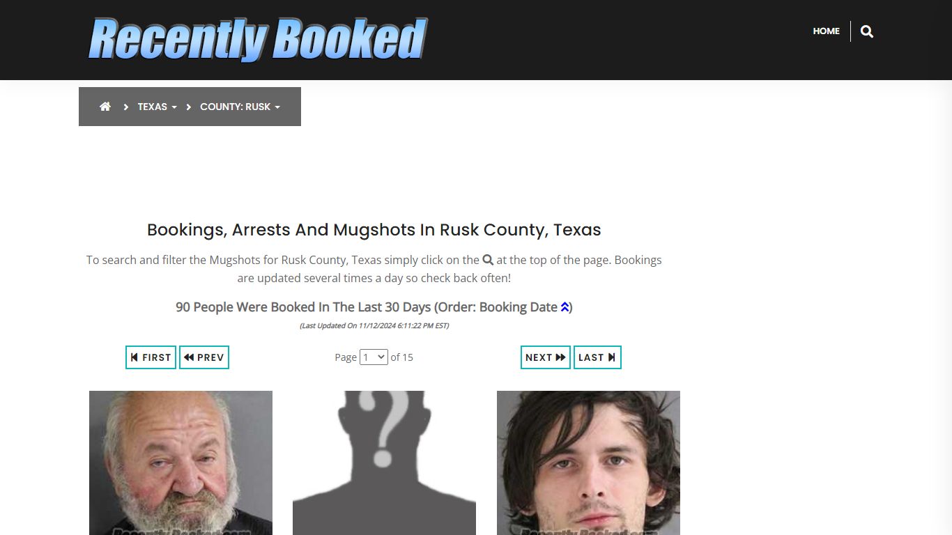 Bookings, Arrests and Mugshots in Rusk County, Texas - Recently Booked